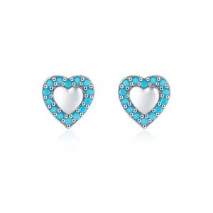 925 Sterling SilverTurquoise Hearts Stud Earrings